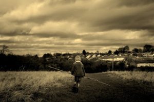 alone boy walking