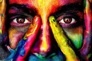 colorful girls face