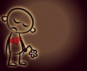 broken heart person holding flower